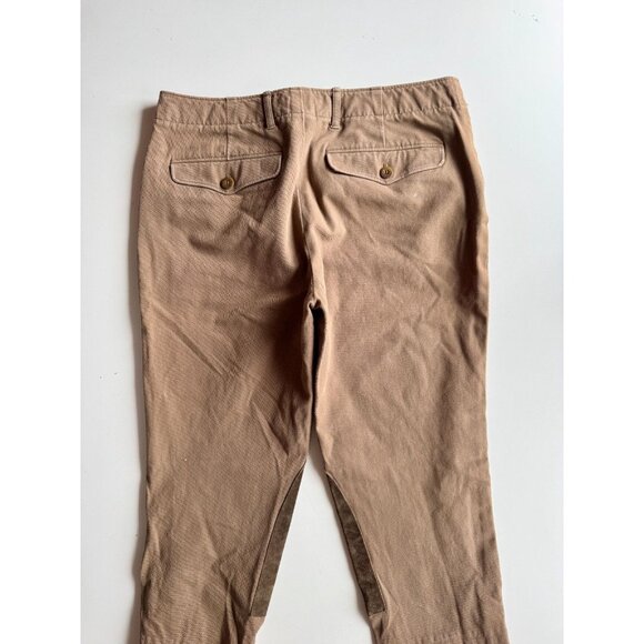 RALPH LAUREN Tan Stretch Cotton Suede Patch Skinny Jodhpur Riding Pants, Size 8 - Picture 7 of 14